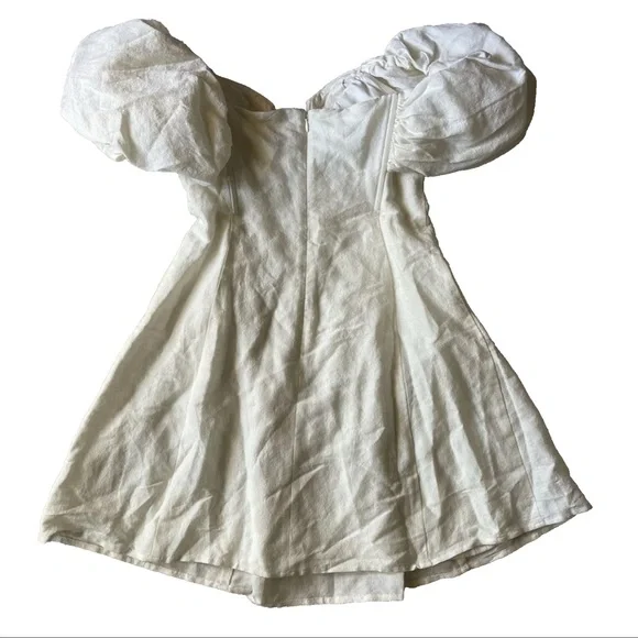 Cult Gaia Lissett Mini Dress Off White Cream Puff Sleeve Fit & Flare Small